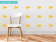 Birds Fabric Wall Decals, Set of 16 Birds, Yellow Orange
