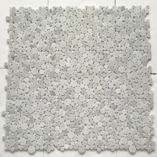 Carrara White Carrera Marble Bubble Round Mosaic Tile Polished, 1 sheet