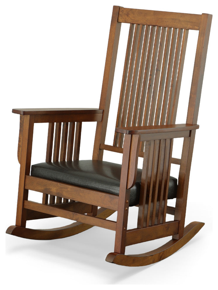 Chestnut Mission Rocker - Brown Upholstery