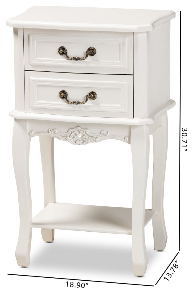 Gabrielle Traditional Provincial White-Finished 2-Drawer Wood End Table