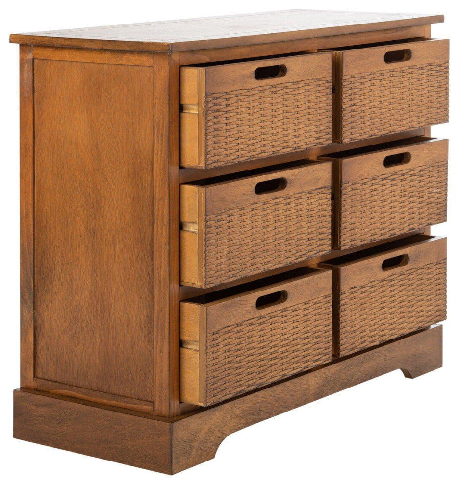 Safavieh Landers 6 Drawer Storage Unit, Honey