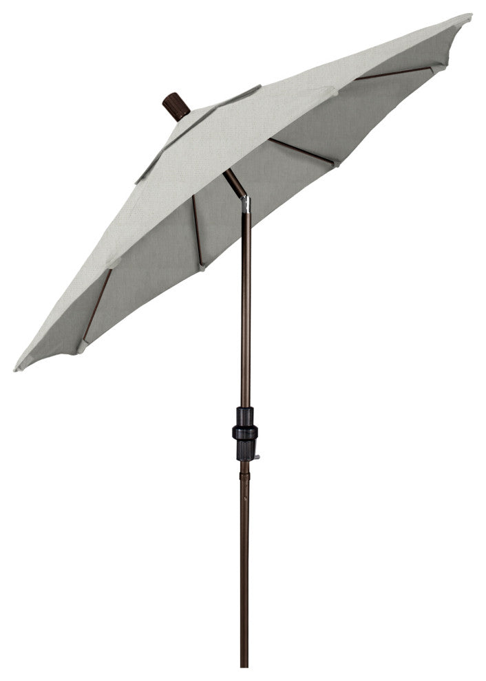 7.5' Bronze Collar Tilt Lift Fiberglass Rib Aluminum Umbrella, Sunbrella, Granite