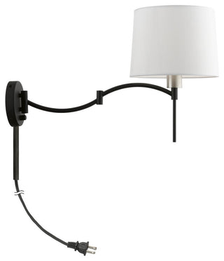 1 Light Black With Brushed Nickel Accent Swing Arm Wall Lamp