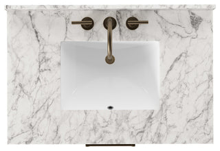 Anthem Single Vanity 36", Carrara Marble, Washed Natural, Brushed Brass