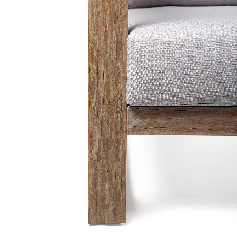Paradise Outdoor Light Eucalyptus Wood Lounge Chair With Gray Cushions