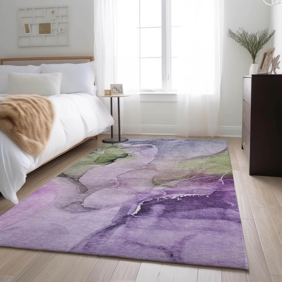 Premium Machine Washable Mayfield AMF521 Purple 3' x 5' Rug