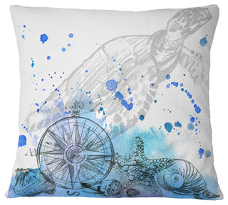 Marine Creatures Illustration Animal Throw Pillow, 16"x16"