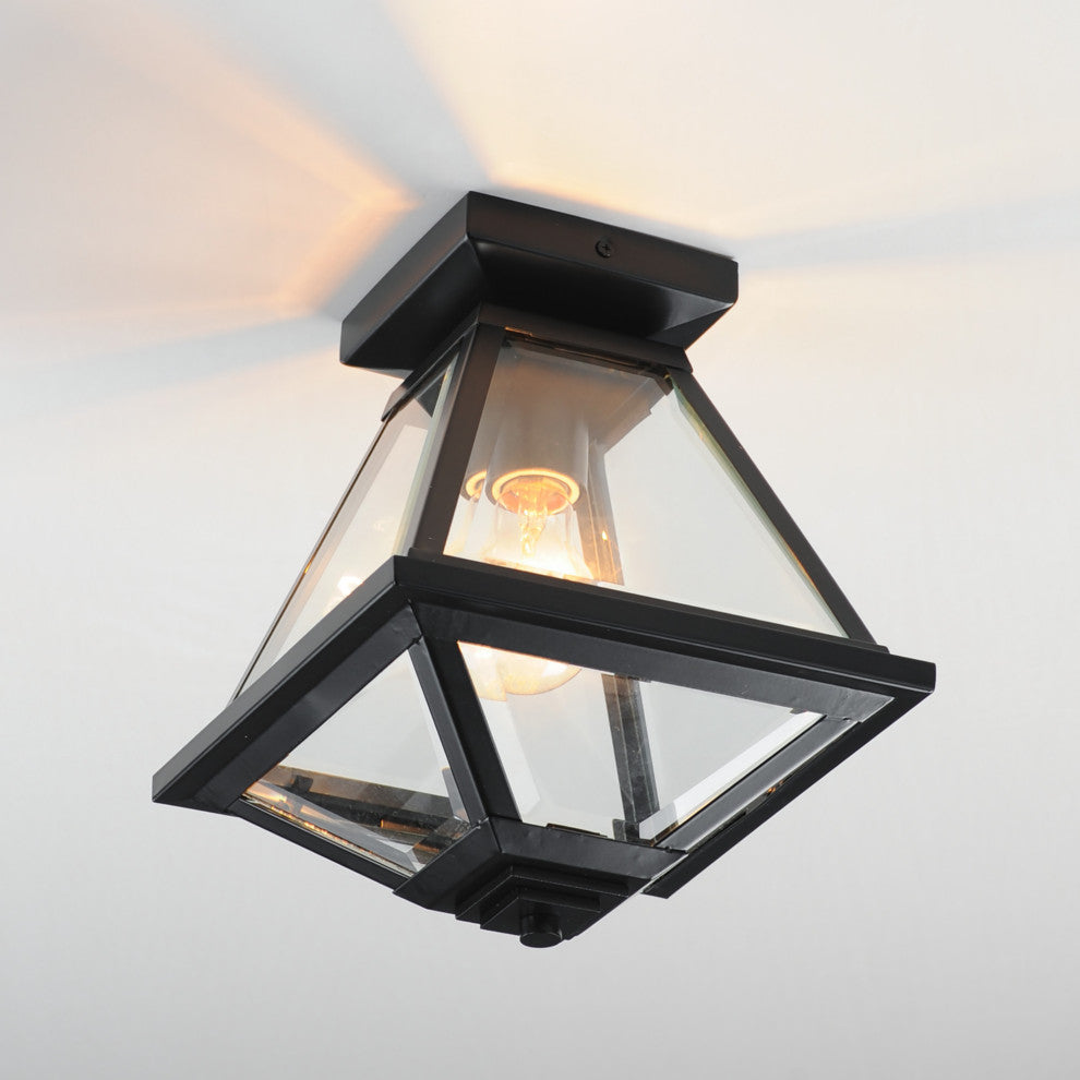 Maxim 30560 Prism 9"W Semi-Flush Lantern Ceiling Fixture - Black