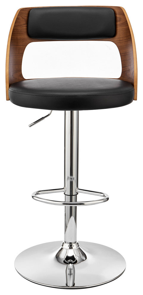 Black Upholstered Chrome Base Adjustable Swivel Bar Stool
