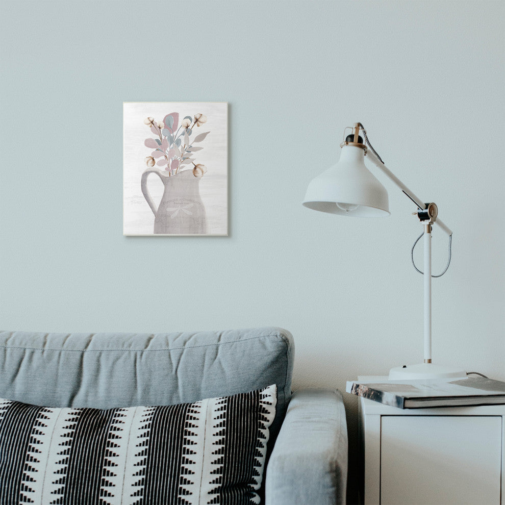 Flower Jars Pink Blue Grey Neutral Painting, 10"x15"