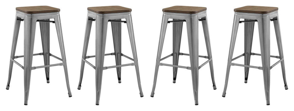Promenade Bar Stool Set of 4 Gunmetal