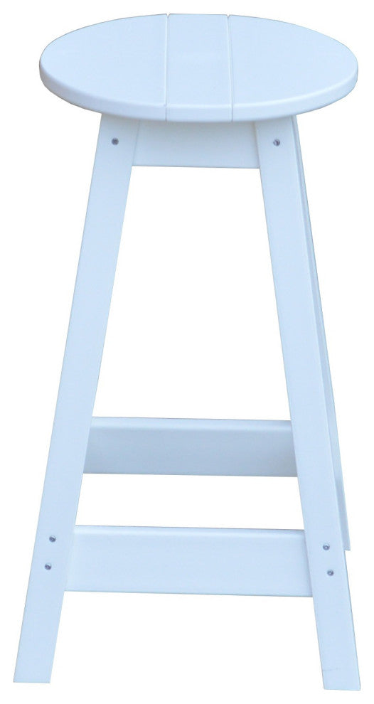 Poly Lumber Bar Stool, White, Counter Height, Round