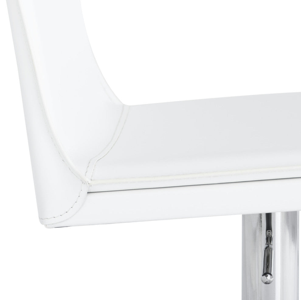Palma Adjustable Bar Stool, Modern Counter Stool White Leather