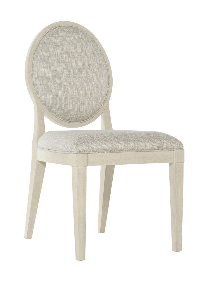 Bernhardt East Hampton Oval Back Side Chair, Cerused Linen