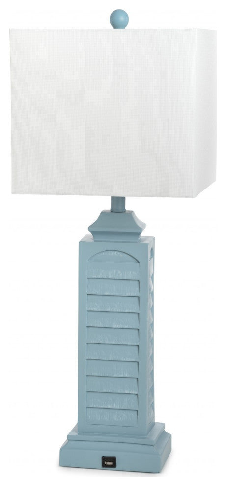Set of 2 Light Blue Louver Base Table Lamps With USB