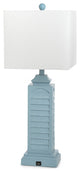 Set of 2 Light Blue Louver Base Table Lamps With USB