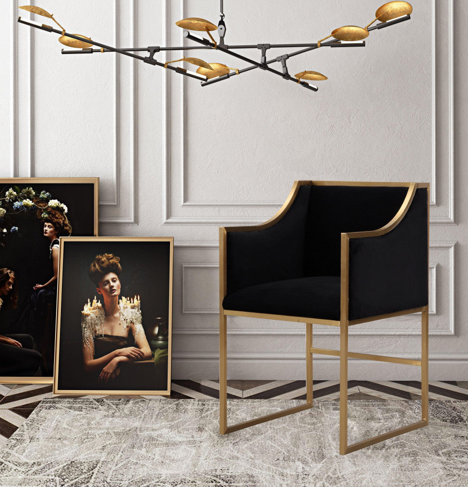 TOV Furniture Atara Black Velvet Gold Chair