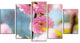 Almond Tree Pink Flowers, Large Flower Canvas Wall Art, 60"x32", 5 Panels