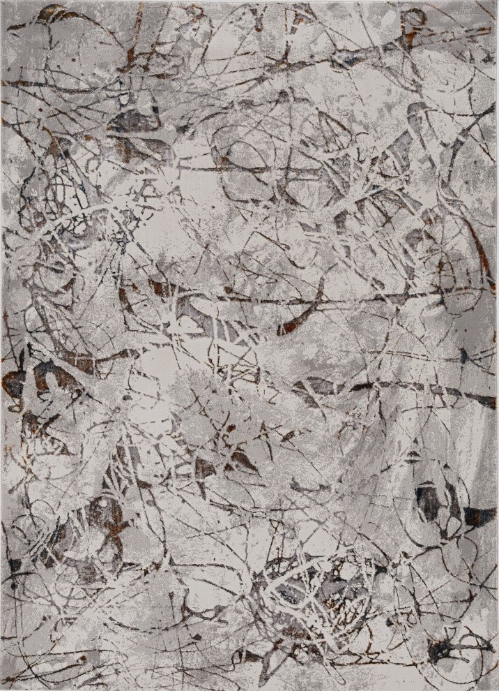 KAS Inspire 7502 Ivory/Gray Escape Area Rug, 2'2"x6'11" Runner