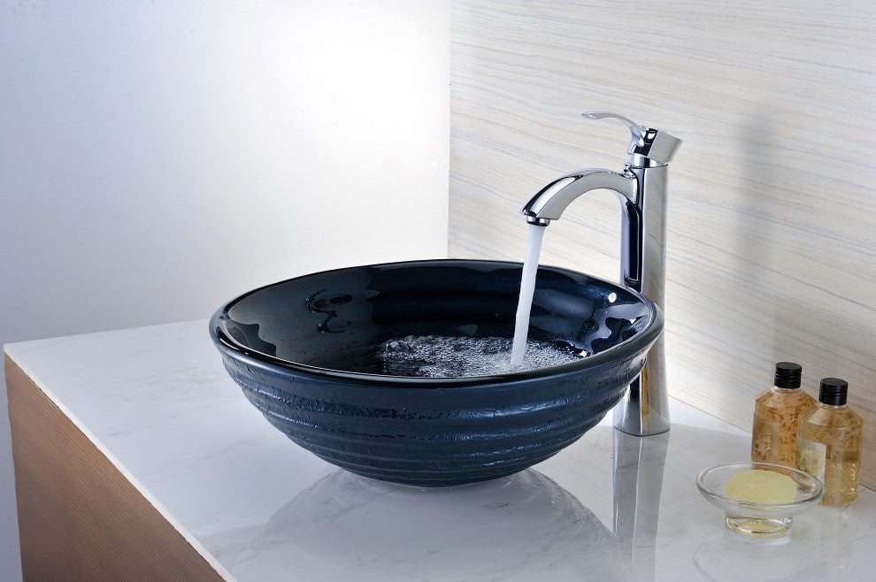 ANZZI Rongomae Series Deco-Glass Bathroom Vessel Sink