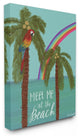 Meet Me At The Beach With Palms Tropical Rainbow Parrot Canvas Art, 16"x20"