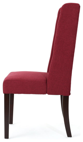 GDF Studio Blaine Tufted Wing Back Dining Chairs, Set of 2, Deep Red, Fabric