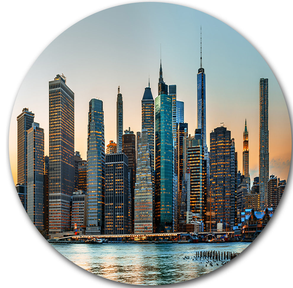 New York City Skyline, Photography Round Wall Art, 11"