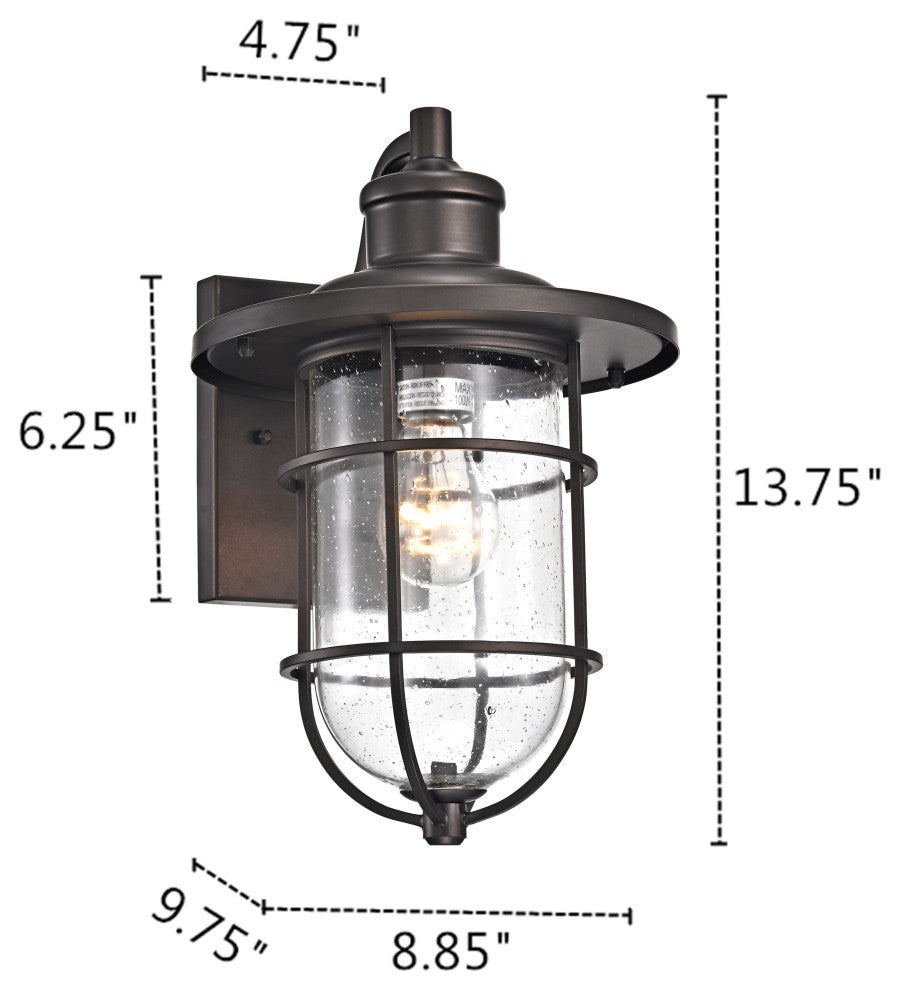 CHLOE Lighting Markus Transitional 1-Light Rubbed Bronze Outdoor Wall Sconce