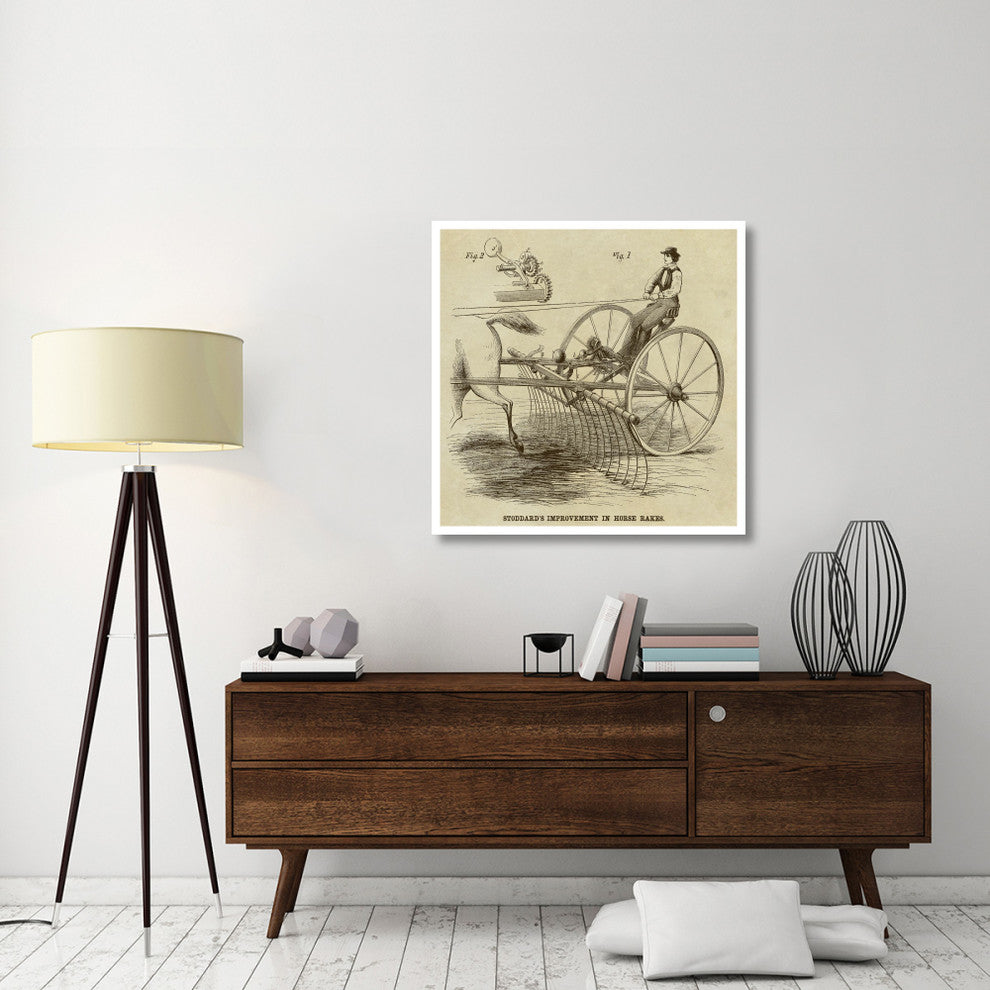 "Stoddard's Improvement in Horse Rakes" Paper Print by Inventions, 38"x38"