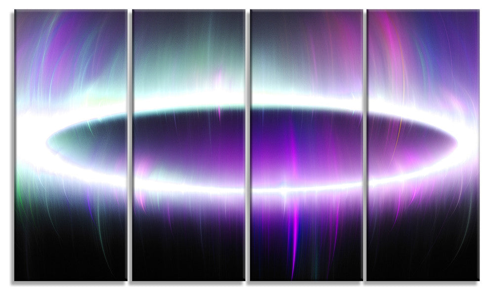 Beautiful Purple Northern Lights, Abstract Canvas Art Print, 48"x28", 4 Panels
