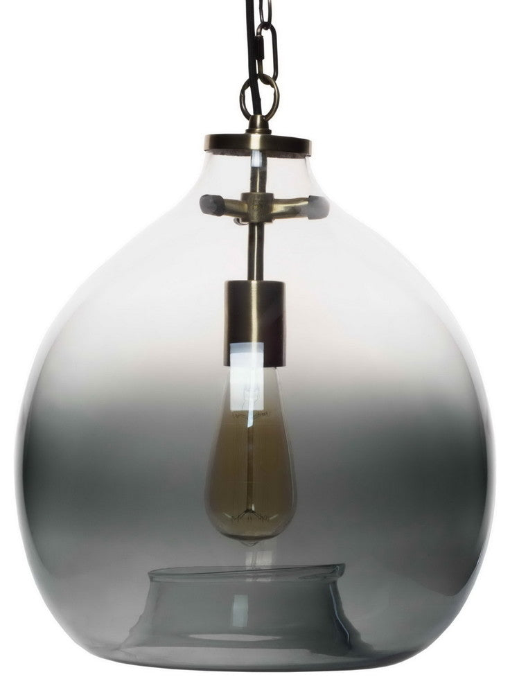 Pendant Lighting Handblown Glass Contemporary Hanging Light, Mixed, Gray, 14.2"