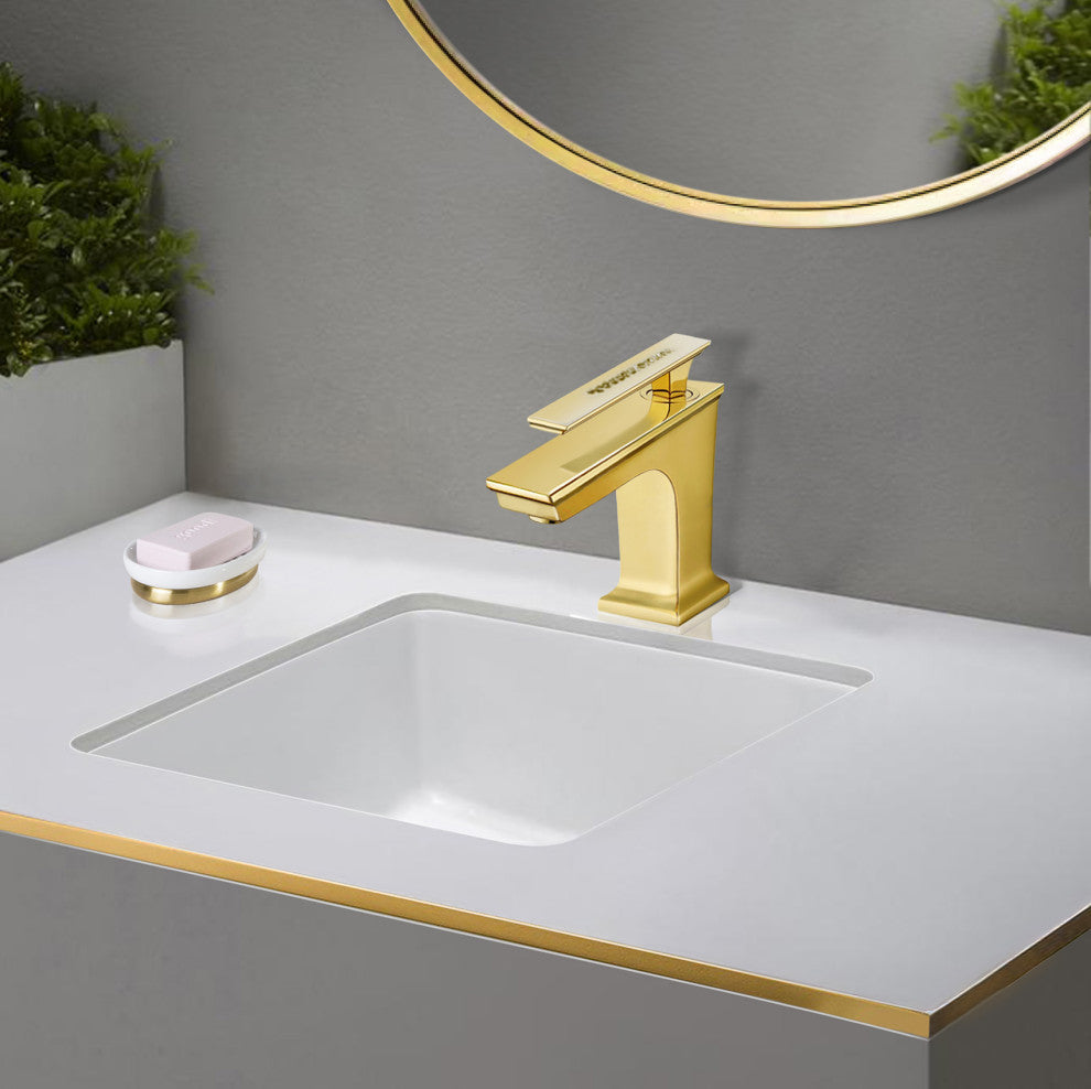 Gold and Crystal Lavatory Faucet Single Handle