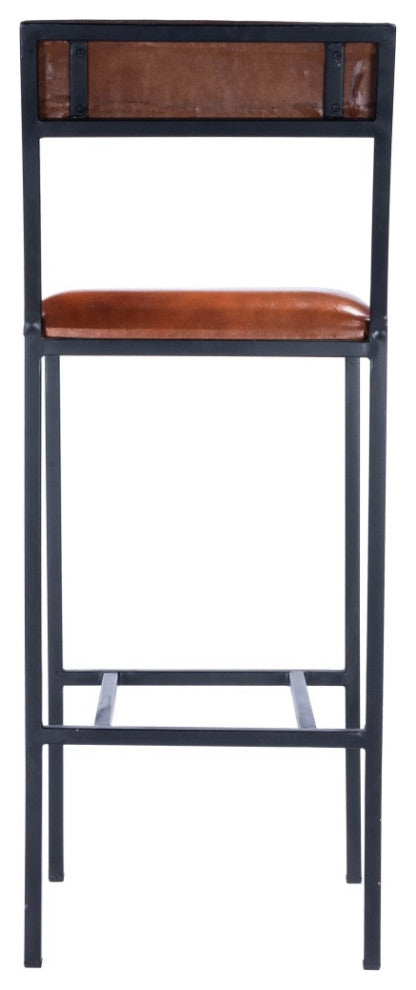 Classic Leather and Metal Bar Stool
