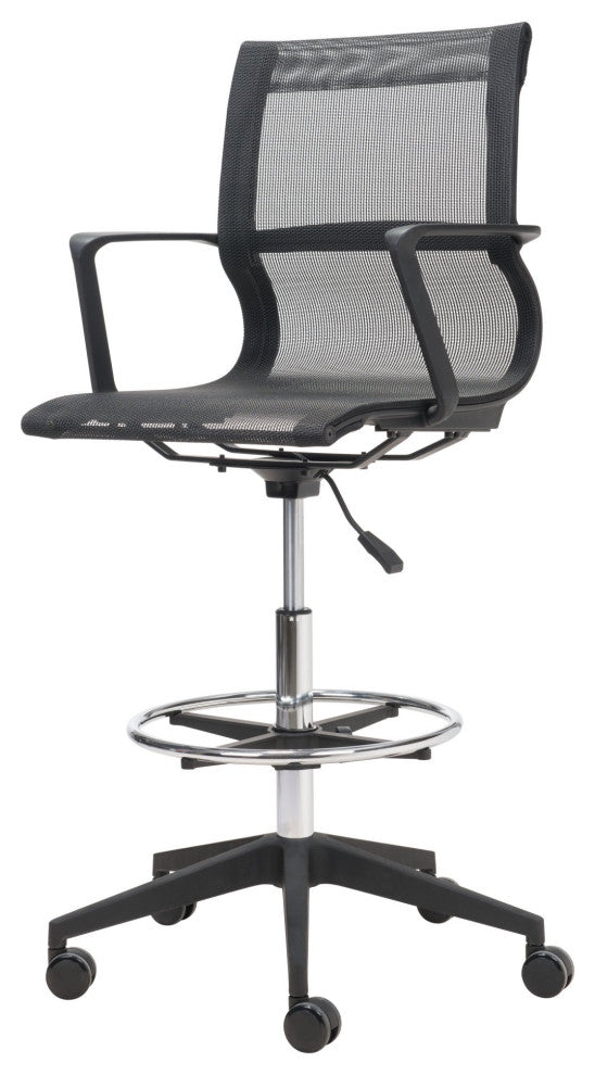 Computer Work Desk Chair, Fabric, Steel, Black, Chrome, Home Business Office