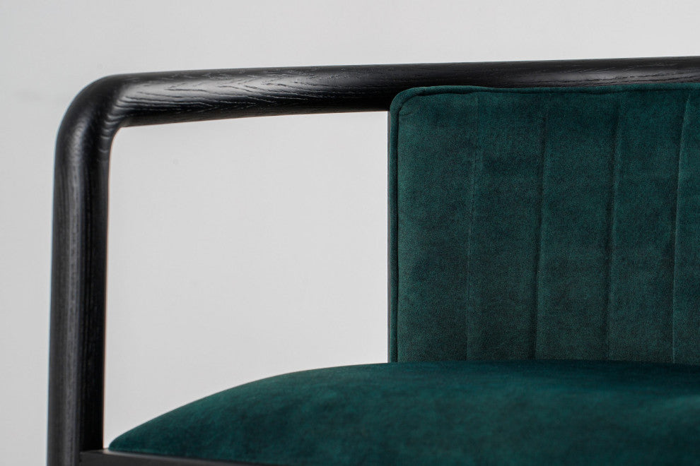 Alton Dining Chair, Black Wood, Emerald Material