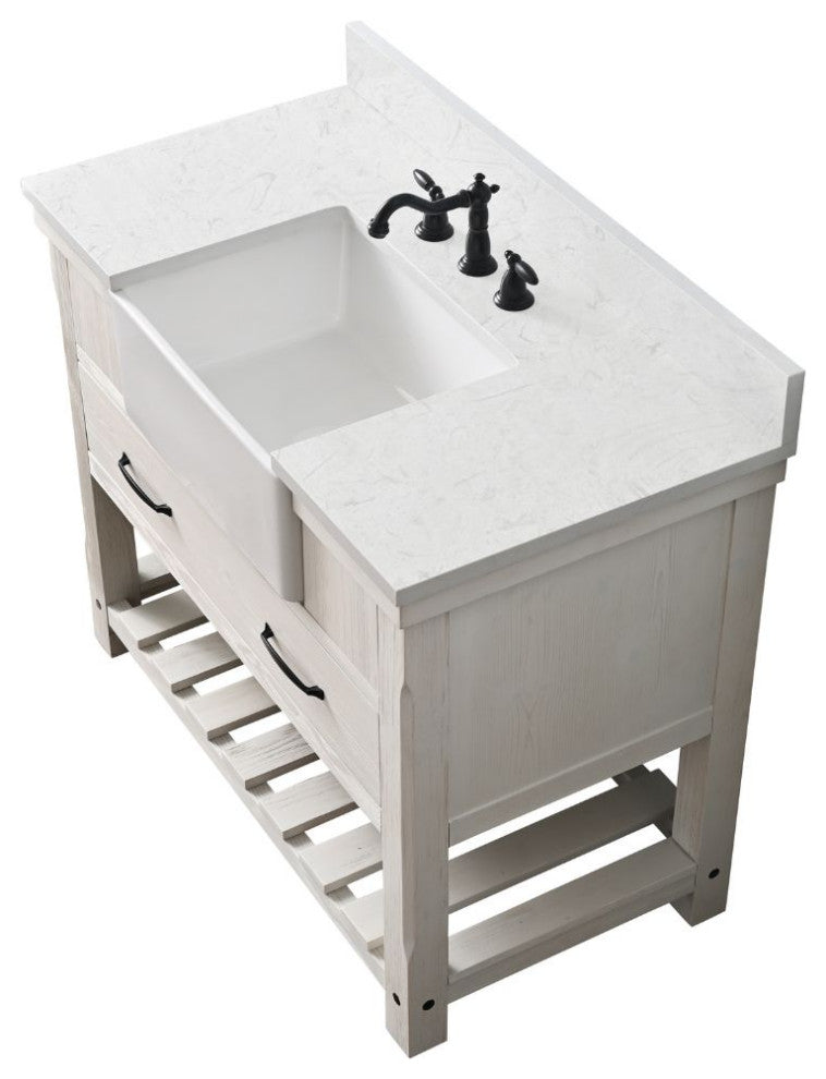 Wesley 42" Bathroom Vanity, White Wash