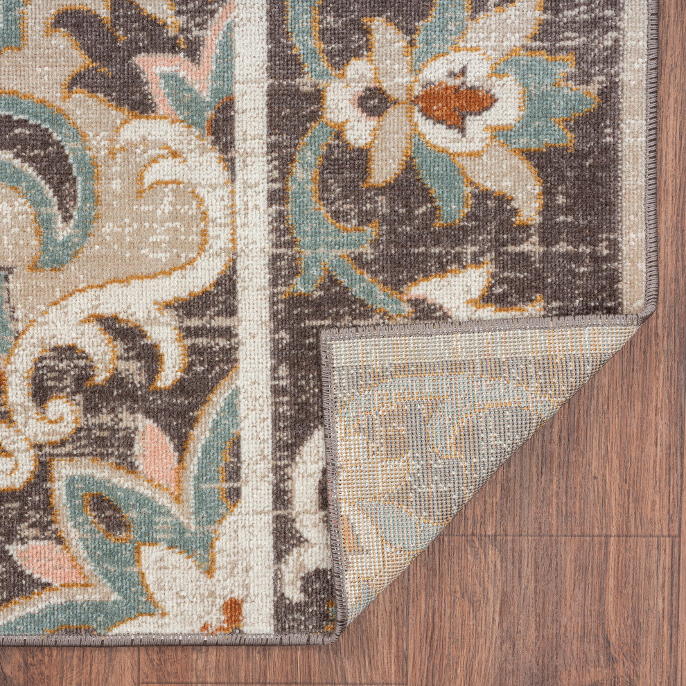 Rustic Transitional Medallion Woven Indoor Outdoor Rug, 7'9"x9'9"