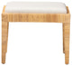 Sofia Modern Bohemian Natural Brown Rattan and Mahogany Wood Ottoman