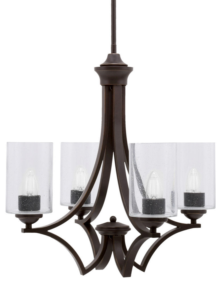 Zilo Uplight, 4 Light, Chandelier, Dark Granite Finish, 4" Clear Bubble Glass