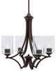 Zilo Uplight, 4 Light, Chandelier, Dark Granite Finish, 4" Clear Bubble Glass