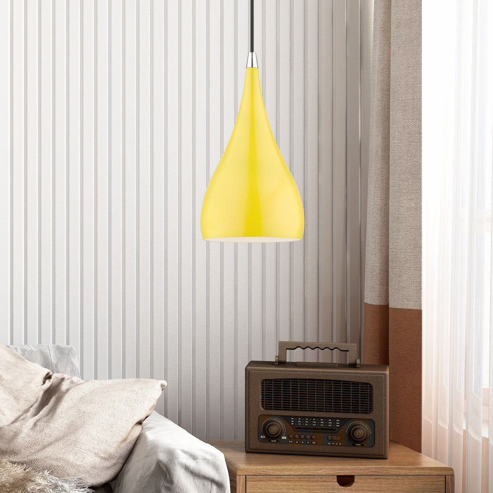 Amador 1 Light Shiny Yellow With Polished Chrome Accents Mini Pendant