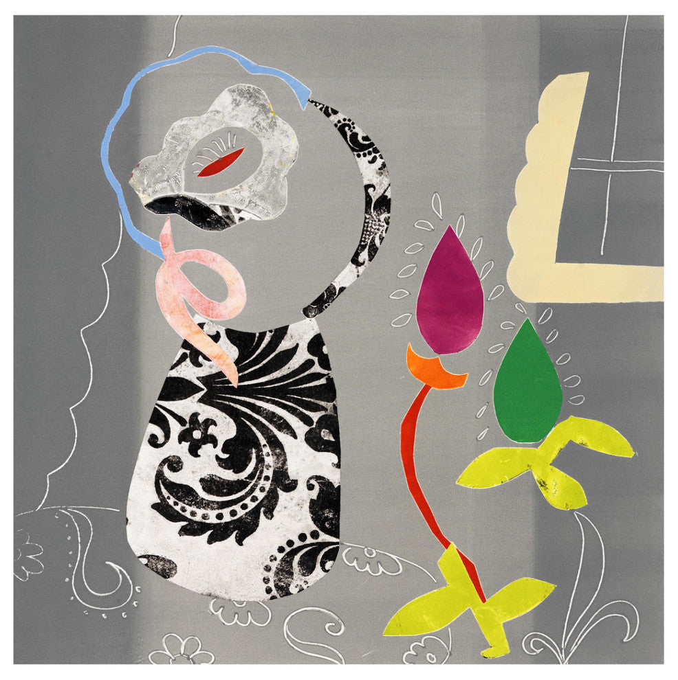 "Still Life with Damask Vase" Digital Paper Print by Joan Elan Davis, 42"x42"
