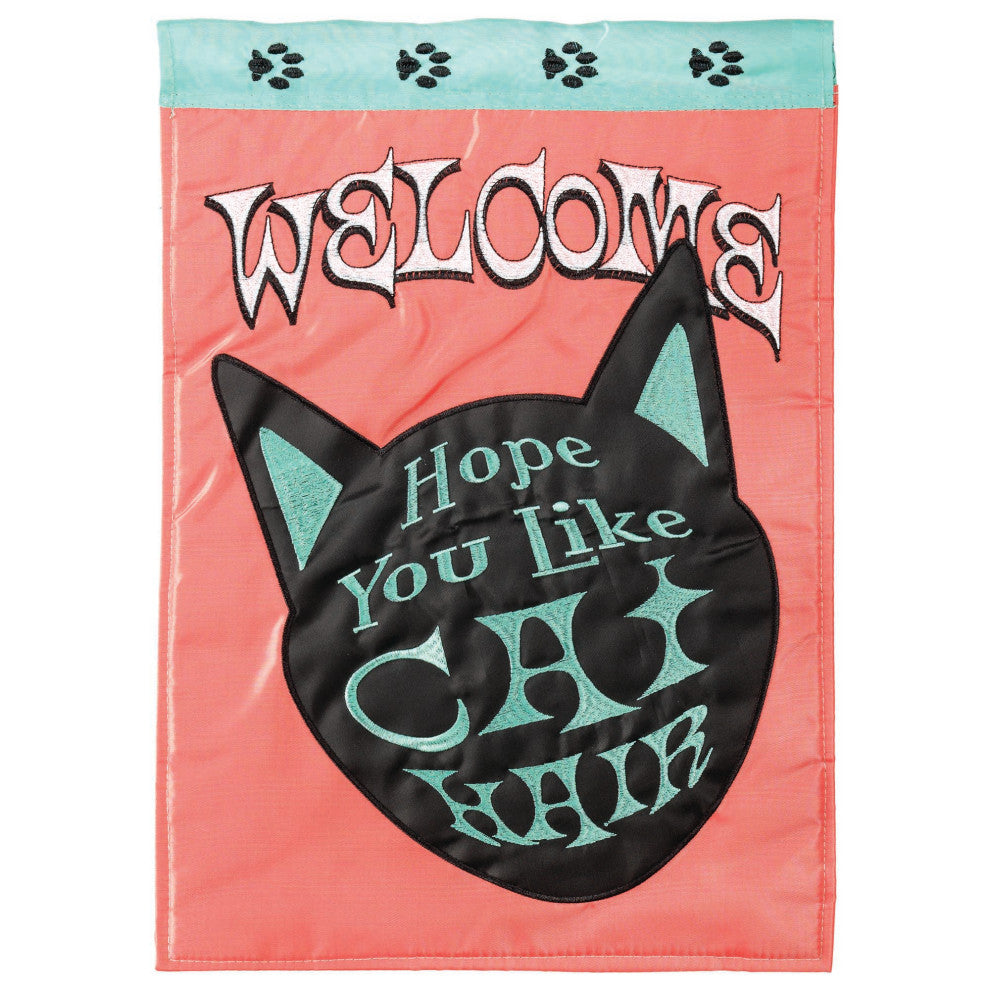 Flag  Double Applique  Welcome Cat Hair Polyester Garden