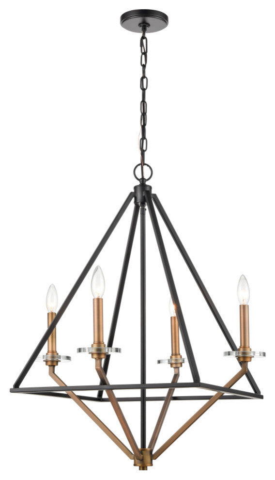 Innovations 331-4CR-BBG 4-Light Chandelier, Black Brushed Brass