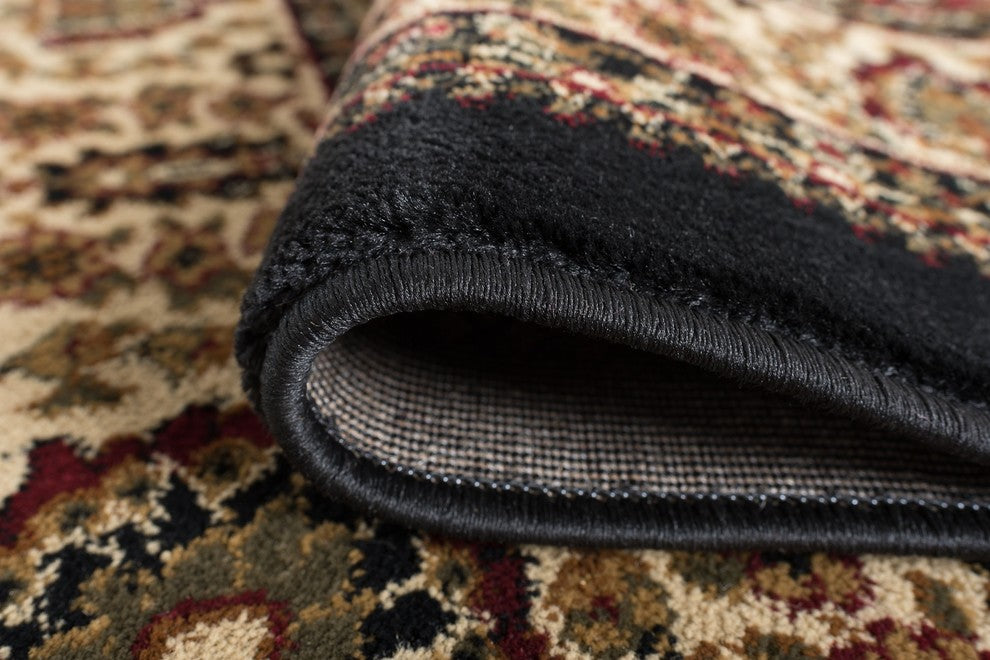 Fiona Transitional Border Black Runner Rug, 2' x 10'