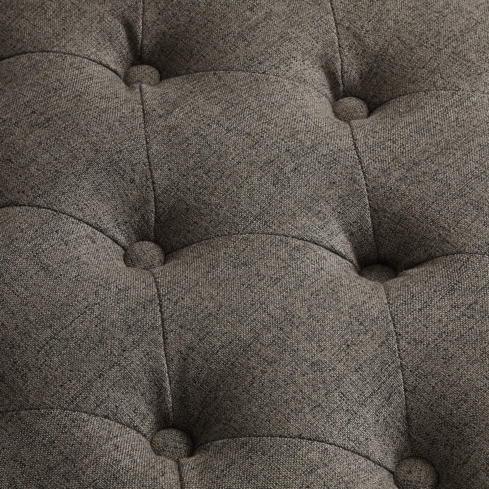 Rocco Linen Barrel Diamond Tufted Accent Chair, Charcoal