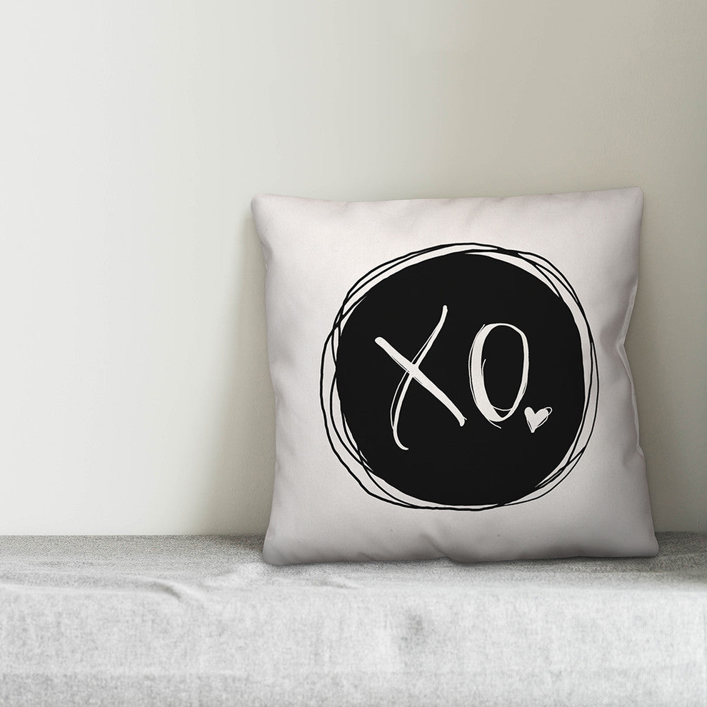 XO Black and White 18x18 Throw Pillow