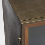 Pandora Dark Brass Metal WithRed Wood 2 Door Accent Cabinet