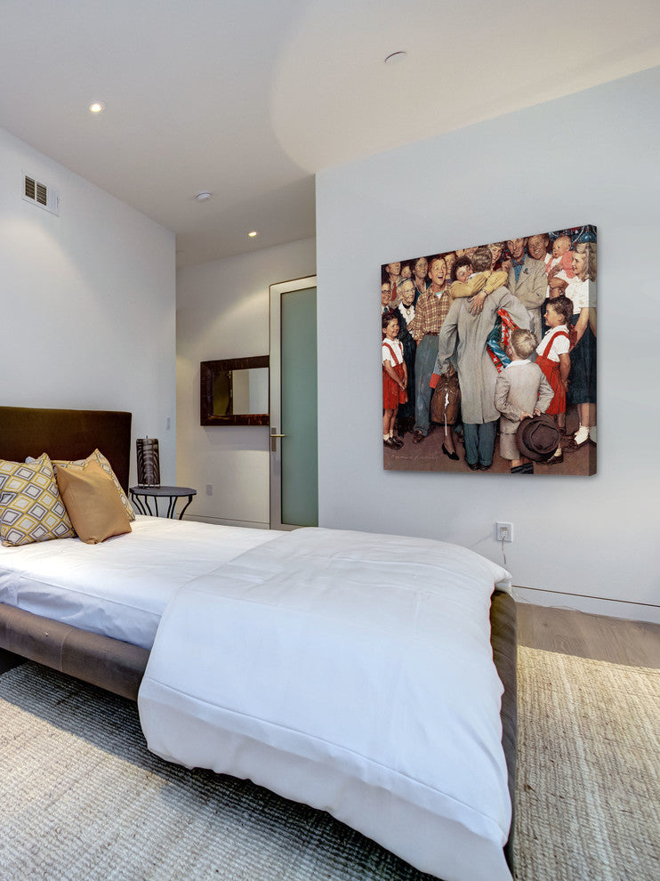 "Christmas Homecoming" Painting Print on Canvas by Norman Rockwell