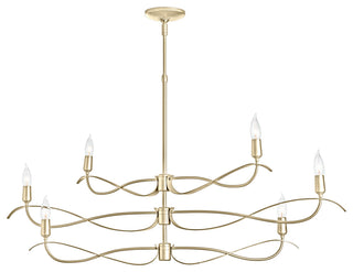 Willow 6-Light Small Chandelier, Modern Brass Finish, Standard Overall Height